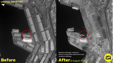 صور قمر صناعي قبل و بعد الكارثة في بيروت   