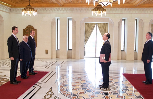  الرئيس الأسد يتقبل أوراق اعتماد السفير الصيني الجديد لدى الجمهورية العربية السورية