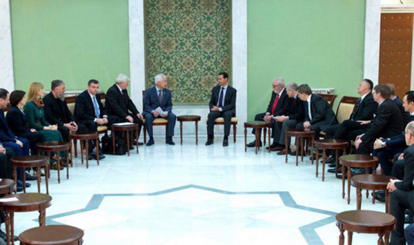 الرئيس الأسد يستقبل وفدا برلمانيا روسيا أوربيا مشتركا