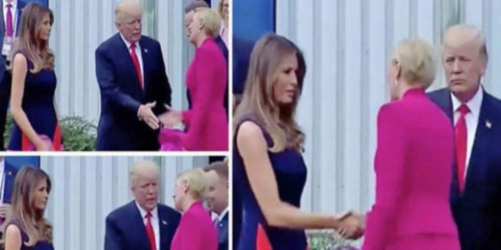 بالفيديو .. ترامب يمدّ يده لمصافحة زوجة الرئيس البولندي.. فيقع بموقف مُحرج !  