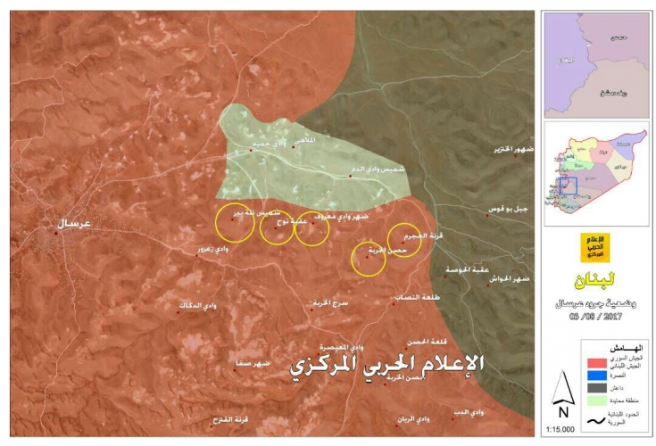 بالخريطة.. وضعية لجرود عرسال بعد دحر مسلحي جبهة النصرة منها.