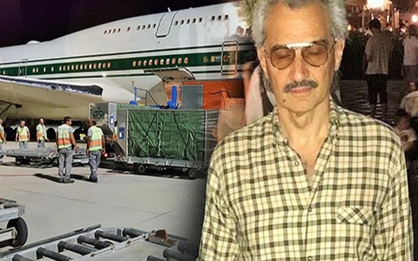 الوليد بن طلال في بودروم التركية بطائرة خاصة و300 حقيبة