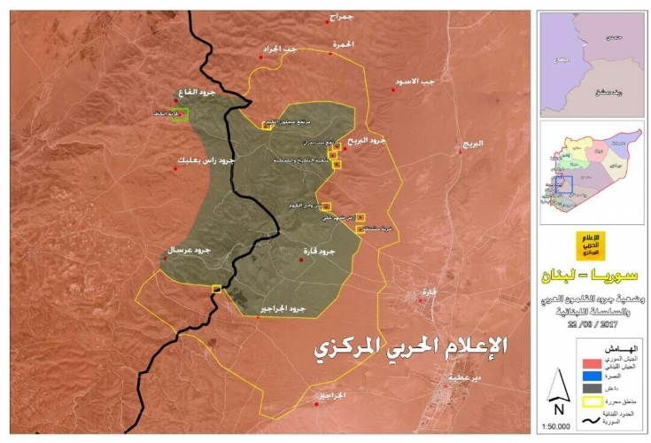 بالخريطة: تقدم الجيش السوري والمقاومة في محاور جرود القلمون الغربي 