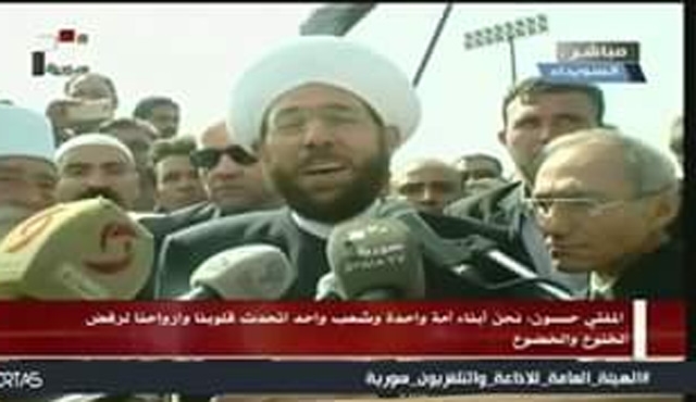 بالفيديو .. المتفي حسون من مراسم تشييع الشهيد اللواء شرف عصام زهر الدين