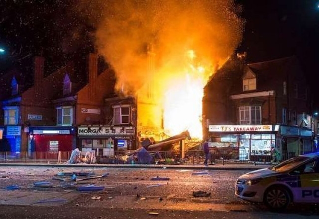  انفجارضخم في مدينة ليستر البريطانية