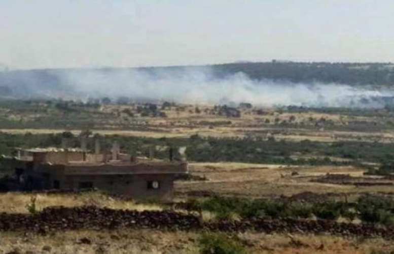 الارهابيون يحرقون عشرات الدونمات في كروم الحمرية وقرية جبا بريف القنيطرة 