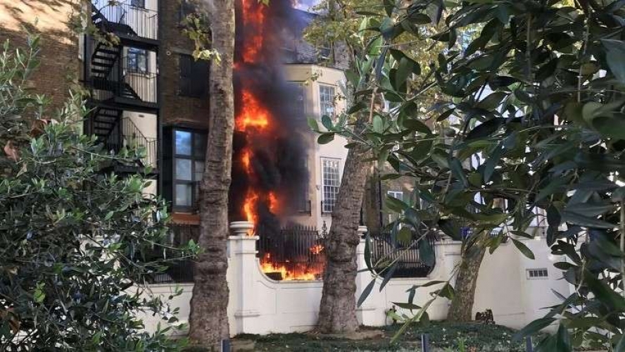 إندلاع حريق قرب السفارة السعودية في لندن
