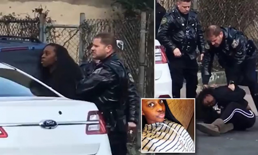  الشرطة الامريكية تعتقل بوحشية فتاة سوداء البشرة مصابة بالربو- فيديو