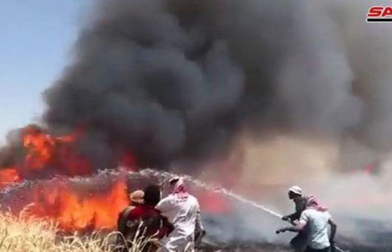  الحرائق المتنقلة تلتهم حقول القمح والشعير في الجزيرة السورية