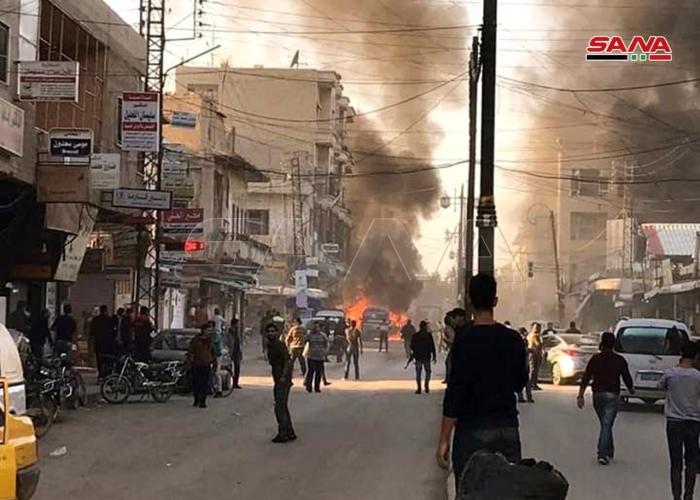  استشهاد 3 مدنيين وجرح 20 آخرين بانفجار 3 سيارات مفخخة في القامشلي