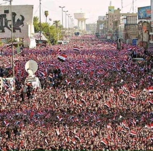 تظاهرة جماهيرية حاشدة في بغداد لطرد المخربين وتأييداً للمرجعية   