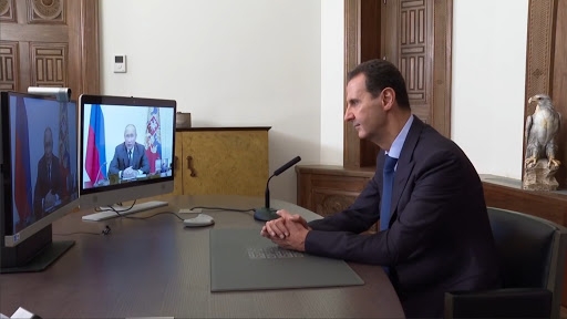 الرئيس الأسد يبحث قضية اللاجئين مع بوتين  في مكالمة فيديو