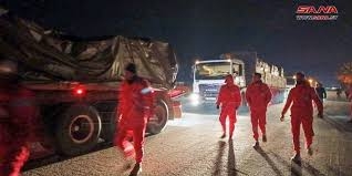دخول 9 شاحنات مساعدات أردنية وعمانية من معبر نصيب الحدودي