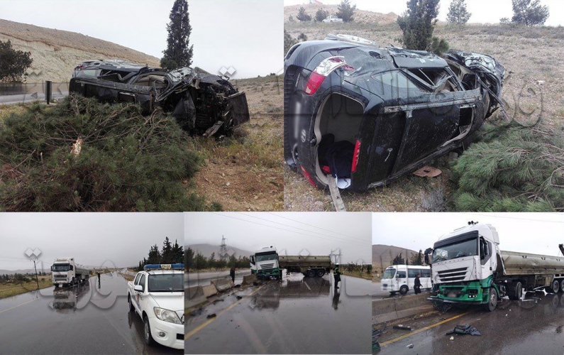 وقوع حـادثي سير على طريق ( دمشق_حمص) و إصـابة شخصين