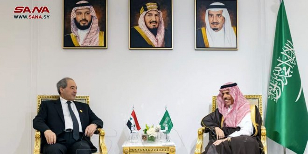 المقداد يبحث مع ابن فرحان العلاقات الثنائية بين سورية والسعودية وأهمية استمرار التنسيق والتشاور بينهما