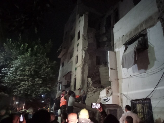 إصابة 14 شخصاً بانهيار بناء مؤلف من ستة طوابق في حي التضامن بدمشق