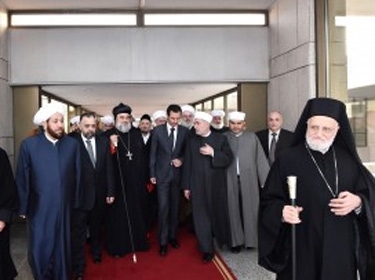 الرئيس الأسد يستقبل وفد رجال الدين الإسلامي والمسيحي المشاركين في مؤتمر الأوقاف السنوي