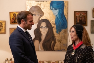 زيارة الرئيس الفرنسي إيمانويل ماكرون لمنزل السيدة فيروز