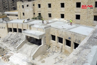 أعمال ترميم وإعادة تأهيل مشفى زاهي أزرق بحلب من الأضرار التي لحقت به جراء الإرهاب