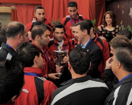 الرئيس الأسد يزور نادي الاتحاد بحلب مهنئا بفوزه في كأس الاتحاد الآسيوي بكرة القدم