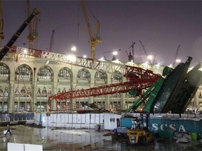 سقوط رافعة الحرم المكي في مكة المكرمة