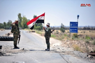 دخول الجيش بلدة الغارية الغربية بريف درعا وتطهيرها من مخلفات الإرهابيين