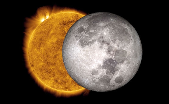    ظاهرة فلكية تحدث مرة واحدة كل 50 عاما  تموضع القمر قبالة الشمس 