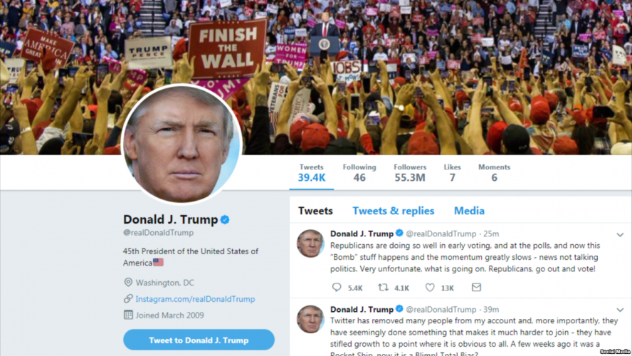 ترامب يتهم تويتر بحذف متابعيه