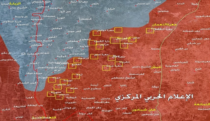 خارطة جديدة توضح وضعية ومساحة سيطرة الجيش السوري في ريف ادلب