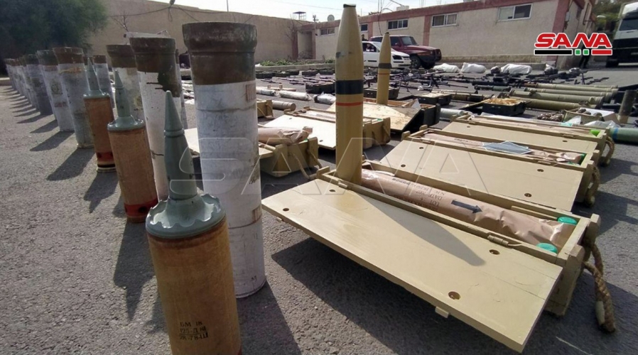 أسلحة وذخائر بعضها تركي الصنع من مخلفات الإرهابيين في المنطقة الجنوبية