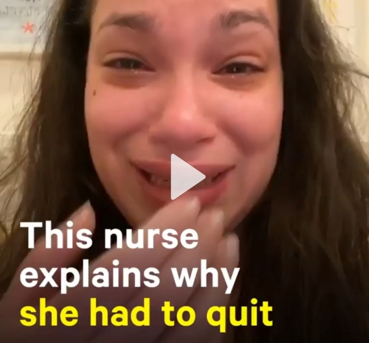 ممرضة أمريكية بالبكاء تعلن توقفها عن العمل في مكافحة كورونا لعدم توفر أقعنة الوجة 