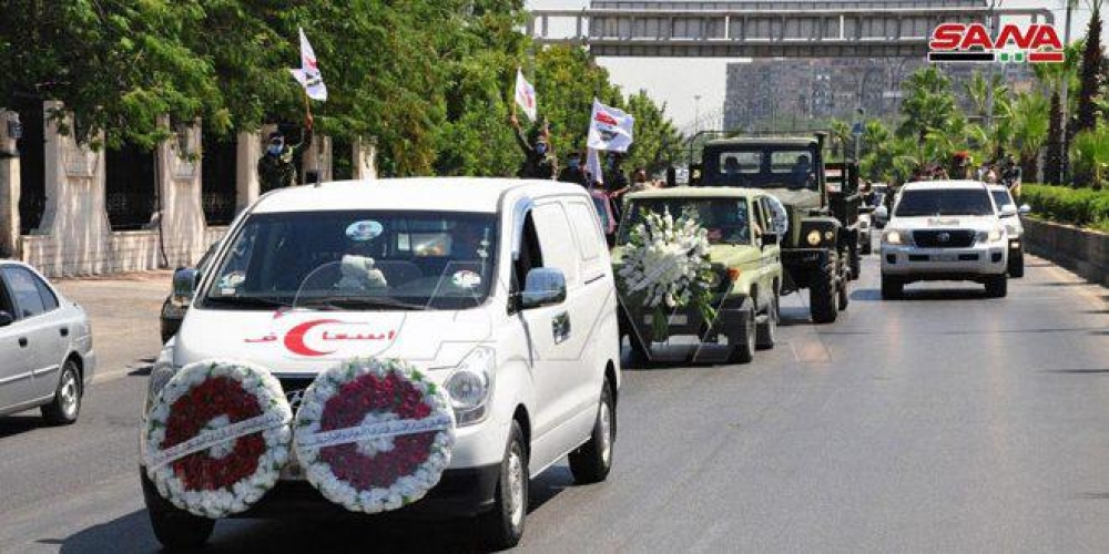 تشييع قائد جيش التحرير الفلسطيني من مشفى تشرين العسكري إلى مثواه الأخير في مقبرة الدحداح بدمشق   