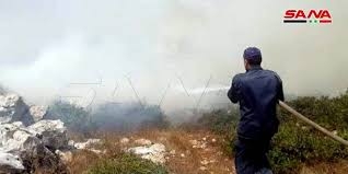 إخماد حريق في بلدة الطمارقية بريف حماة   