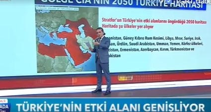 التلفزيون التركي يعرض خريطة تظهر تركيا تحتل جزء من روسيا والمنطقة بإستثناء كيان الإحتلال