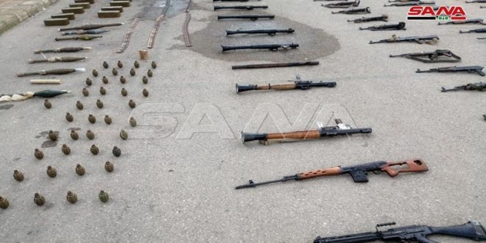 أسلحة وذخائر متنوعة من مخلفات الإرهابيين بريف درعا 