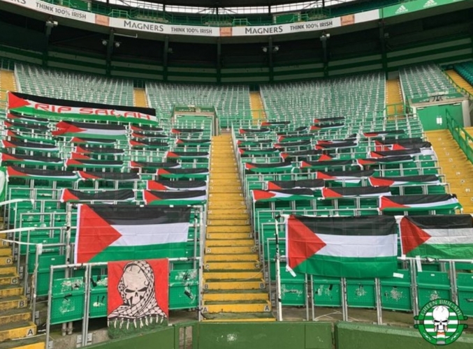 جماهير سيلتك تدعم القضية الفلسطينية وتهاجم فريقها