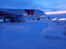 خروج طائرة ركاب عن المدرج أثناء هبوطها في مدينة نوريلسك الروسية