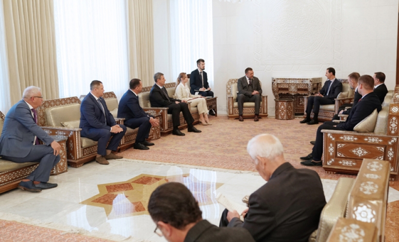 الرئيس الأسد يستقبل وفداً مشتركاً من روسيا الاتحادية وجمهورية دونيتسك الشعبية