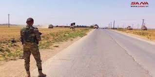 حاجز للجيش العربي السوري يطرد رتلاً للاحتلال الأمريكي من قرية تل ذهب بريف القامشلي