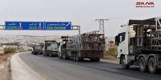 وصول قافلة من التجهيزات والمعدات والمحولات الكهربائية إلى منطقتي خان شيخون ومعرة النعمان في إدلب