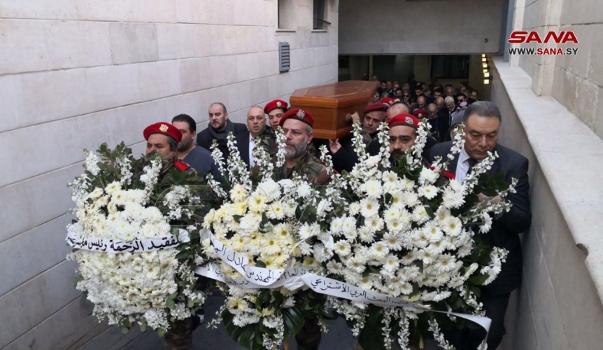 ممثلاً السيد الرئيس بشار الأسد.. المهندس هلال الهلال يشارك في مراسم تشييع جثمان محمد شعبان عزوز  