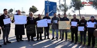 وقفة تضامنية لإعلاميي حلب للمطالبة بإطلاق سراح مراسل الإخبارية المختطف لدى ميليشيا (قسد)