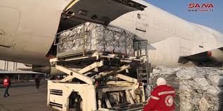 وصول طائرة مساعدات مقدمة من دول الاتحاد الأوروبي إلى مطار دمشق الدولي
