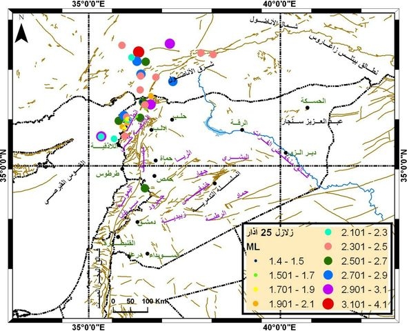 تسجيل 38 هزة اقل من 4.2 بمحطات المركز الوطني للزلازل خلال 24 ساعة الماضية 