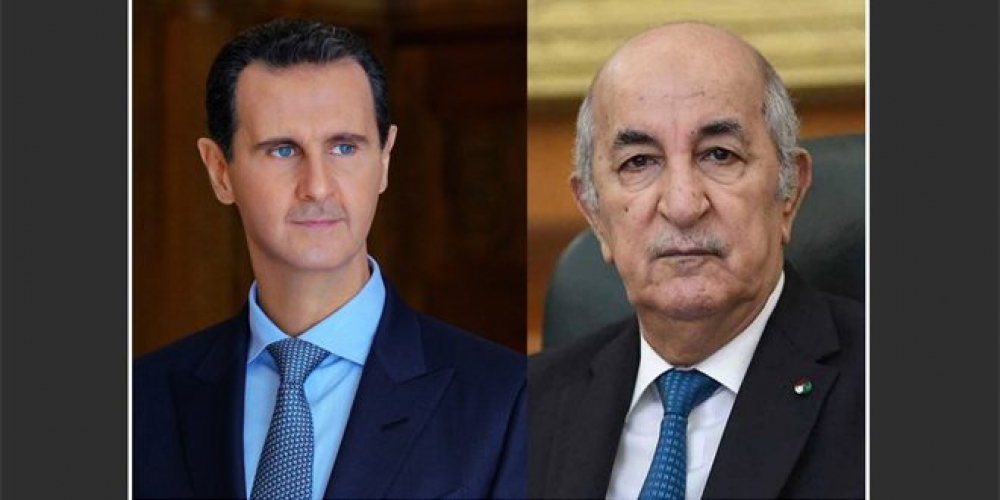 الرئيس الأسد يبحث في اتصال هاتفي مع الرئيس تبون المستجدات الإيجابية على مستوى العلاقات العربية-العربية