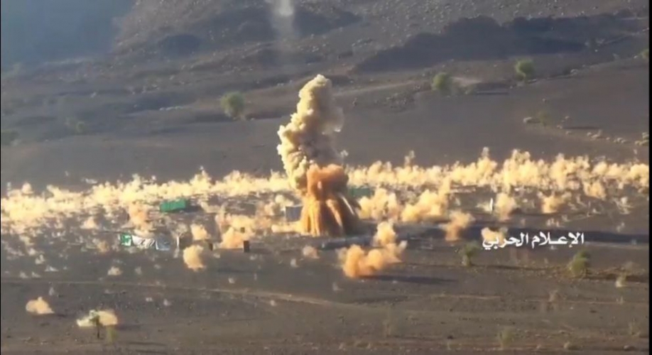مشهد لانفجار صاروخ خرمشر-4 الإيراني عند اصابة الهدف