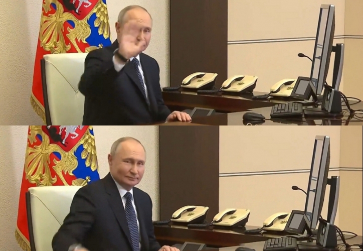 الرئيس الروسي فلاديمير بوتين يدلي بصوته في الانتخابات الرئاسية