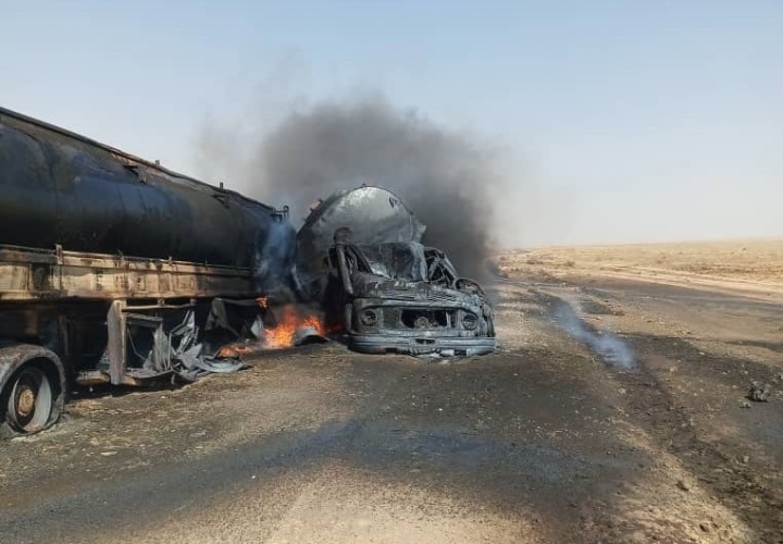 مسلحون مجهولون يستهدفون صهريج نفط في بادية دير الزور