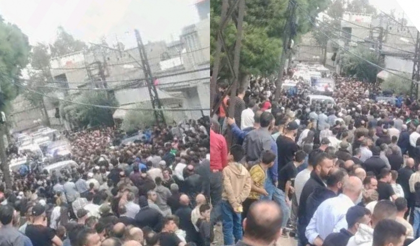 قرية فاحل بحمص تشيع شهداء الهجوم الذي استهدف حافلة على جسر مصياف
