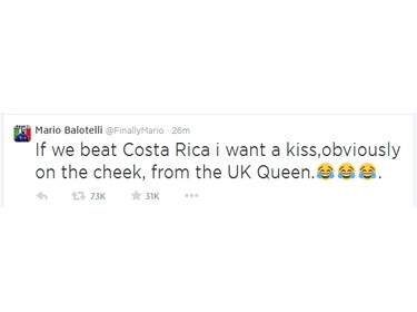 بالوتيلي: لو هزمنا كوستاريكا أريد قبلة من ملكة بريطانيا !
